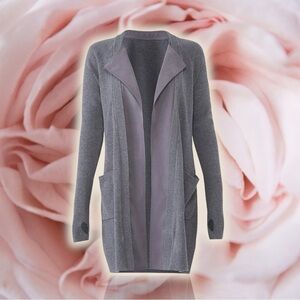 NWT KAUFMANFRANCO Dark Gray ‘Carbon Knit Cardigan’ With Patch Pockets Size Large